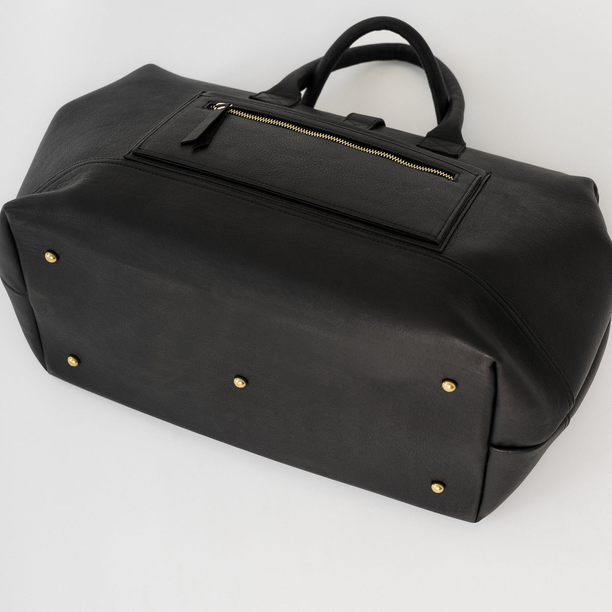 Doctor Bag Weekender Top Handle Black Leather Bottom View